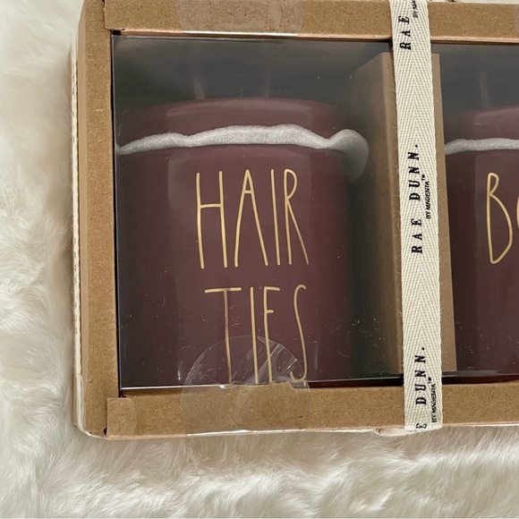 RAE DUNN “Hair Ties and Bobby Pins” Mini canister set with looped lids NIB - Picture 4 of 5